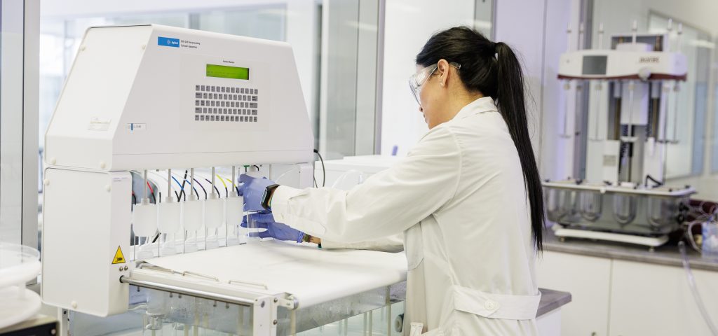 Scientist developing a value added medicine in a specialty pharma formulation laboratory